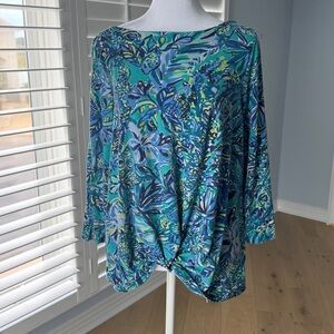 Lilly Pulitzer Long Sleeve Boatneck Floral Top